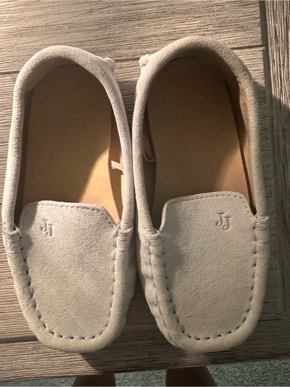 Janie and Jack Cream Suede Moccasins for Kids